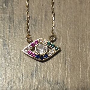 Paige Harper Fine Silver Plated Gold Color 18 Inch Rainbow Evil Eye Necklace